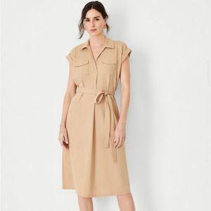 Ann Taylor Cap Sleeve Pocket Shirtdress Size XS Color Cafe au Lait